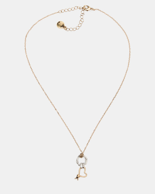 TWO TONE KNOT HEART PENDANT Necklace Double Knot Chain Necklace | Steve Madden Sale