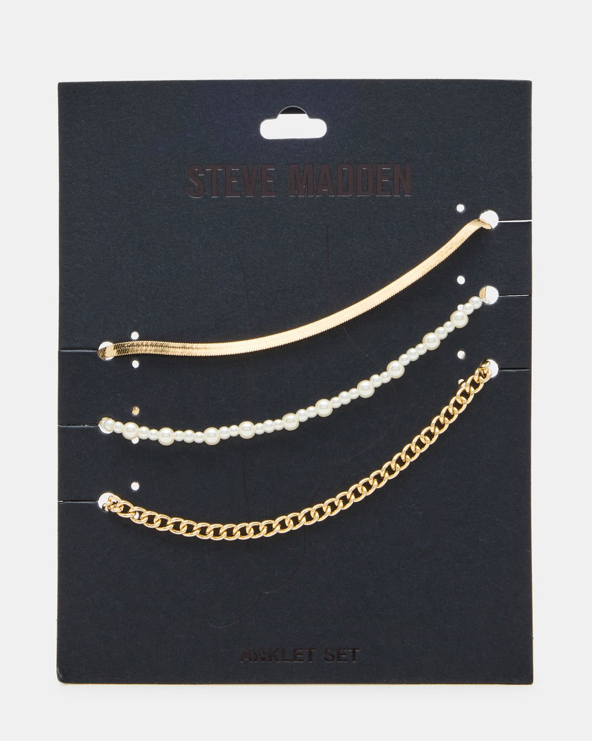 3-PIECE CHAIN ANKLET SET Women's Gold Chain Pearl Embellished Anklet Set | Steve Madden Featured