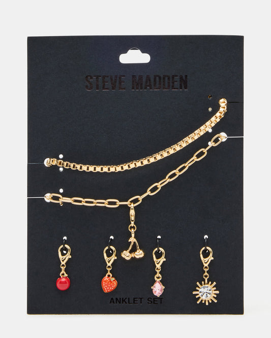CHERRY CHARM ANKLET SET Women's Cherry Chain Multi Anklet Set | Steve Madden Special Offer