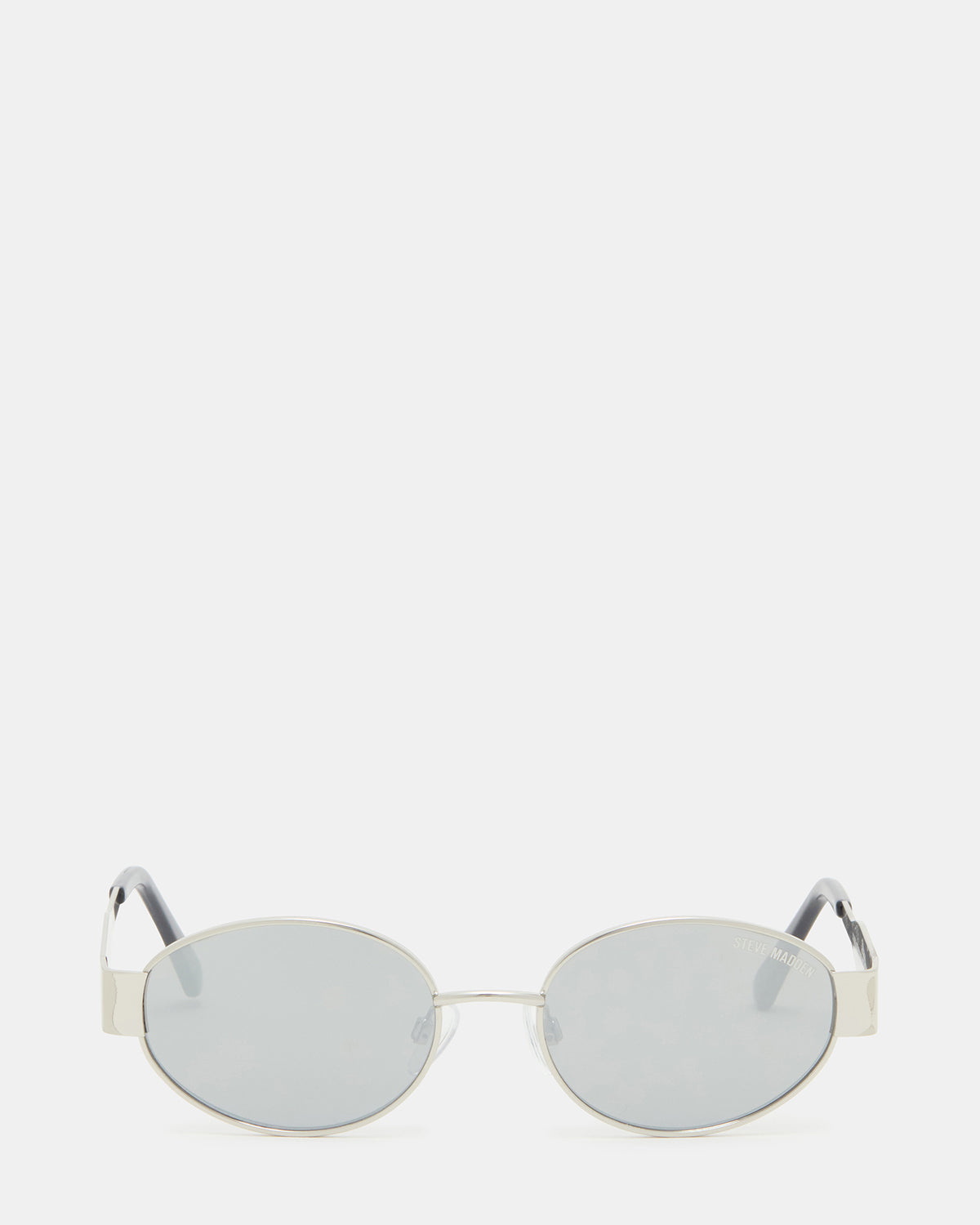 MYSTIE Shiny Silver Frame Oval Sunglasses | Steve Madden Hot Sale