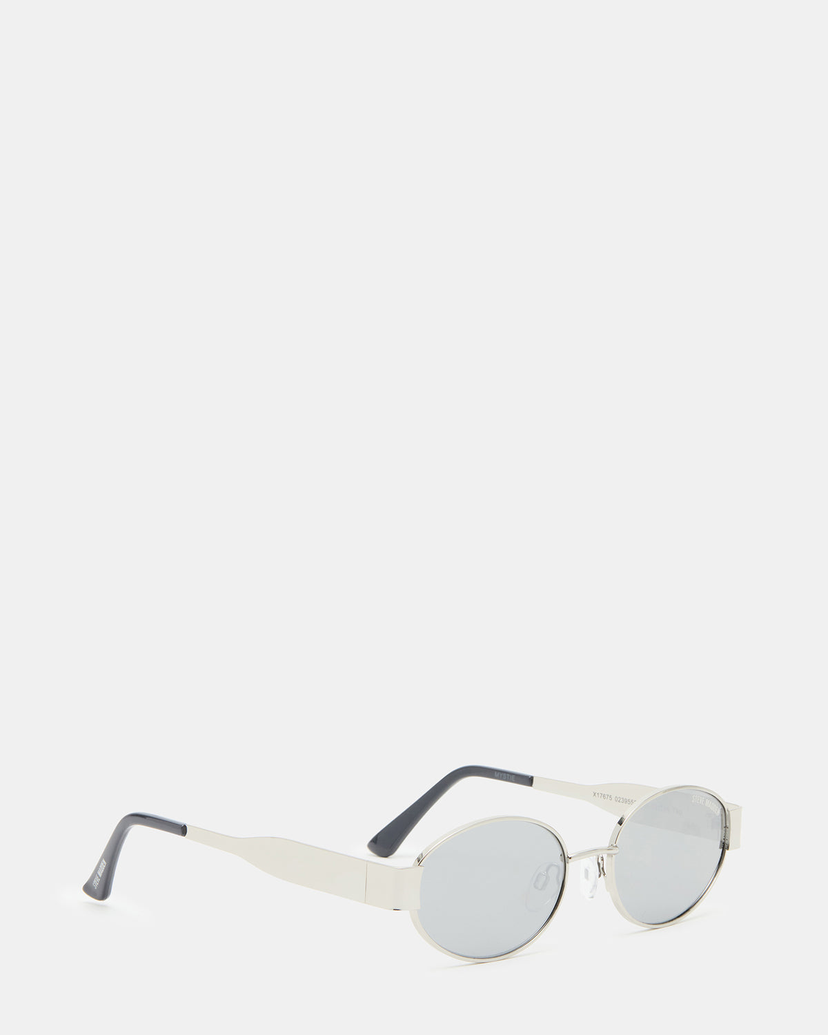 MYSTIE Shiny Silver Frame Oval Sunglasses | Steve Madden Hot Sale