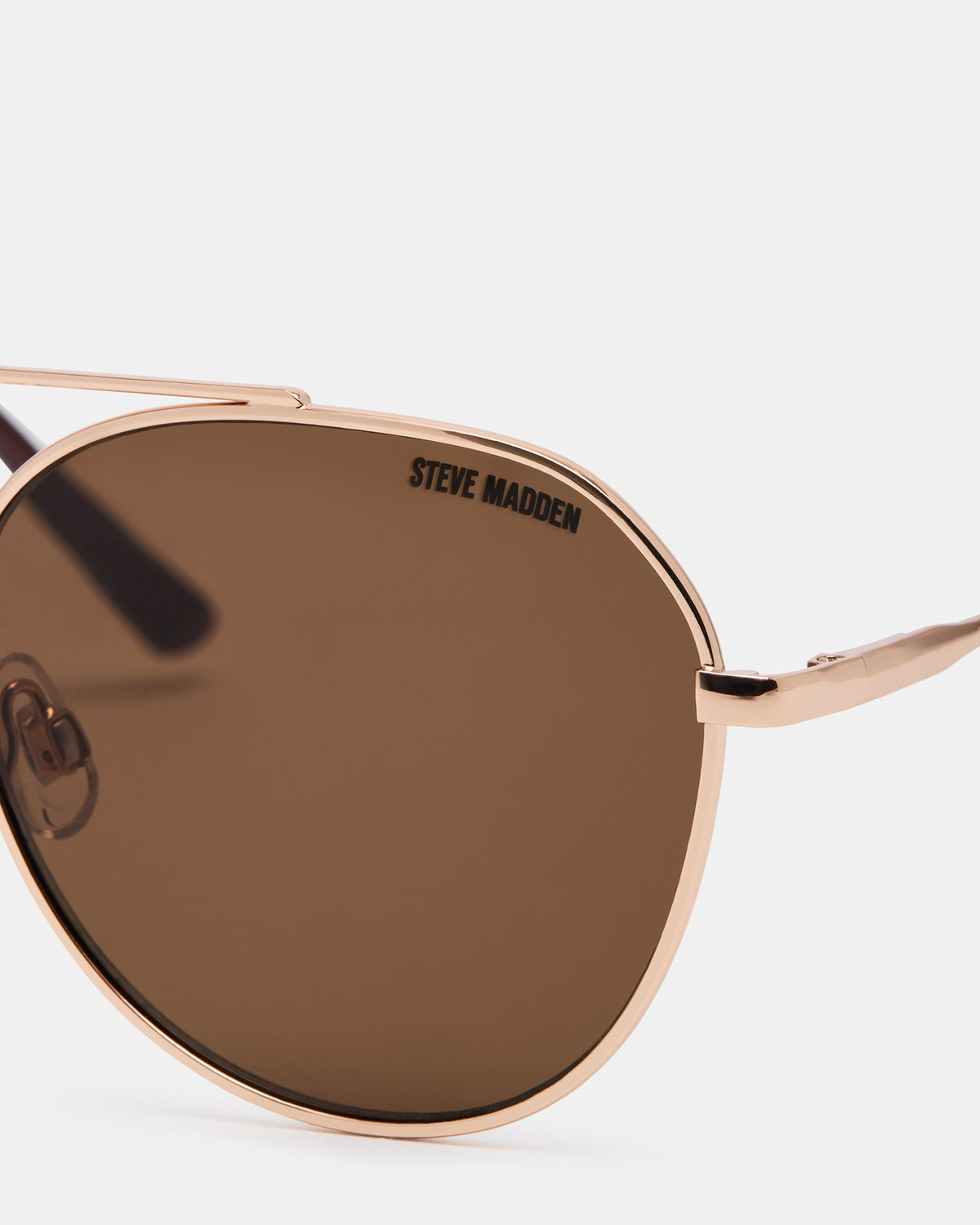 AYDIN Gold Solid Brown Gold Frame Sunglasses | Steve Madden Exclusive