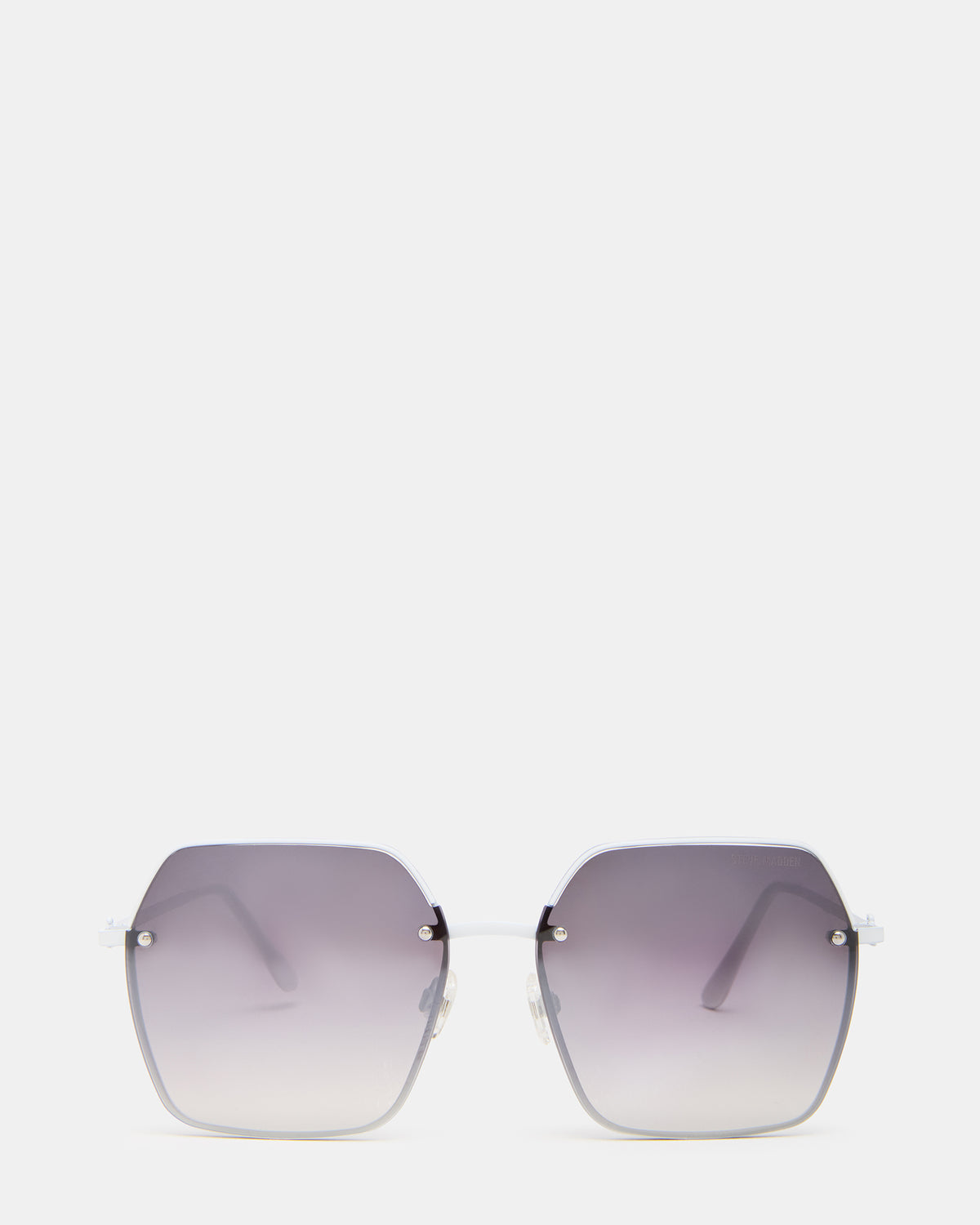 DAVIAN White Square Shiny Gradient Smoke Sunglasses | Steve Madden Best Price