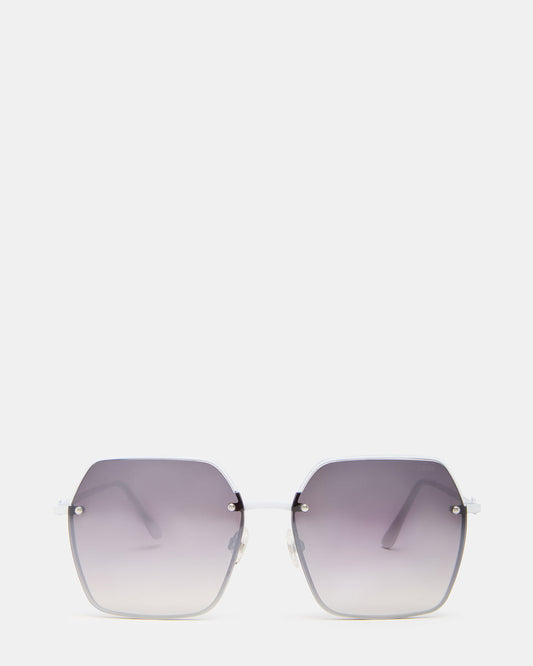 DAVIAN White Square Shiny Gradient Smoke Sunglasses | Steve Madden Best Price