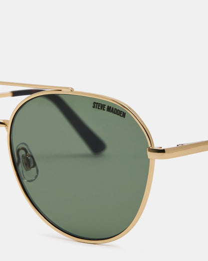 AYDIN Gold Solid Green Gold Frame Sunglasses | Steve Madden Signature