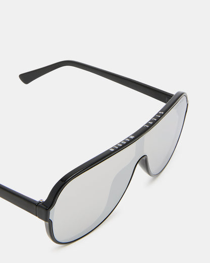 KERBIE Black Silver Flash Shield Sunglasses | Steve Madden Essential
