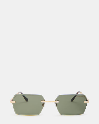 FINNIAN Gold Rectangle Green Solid Tortoise Sunglasses | Steve Madden Smart Buy