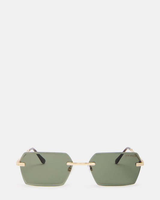 FINNIAN Gold Rectangle Green Solid Tortoise Sunglasses | Steve Madden Smart Buy