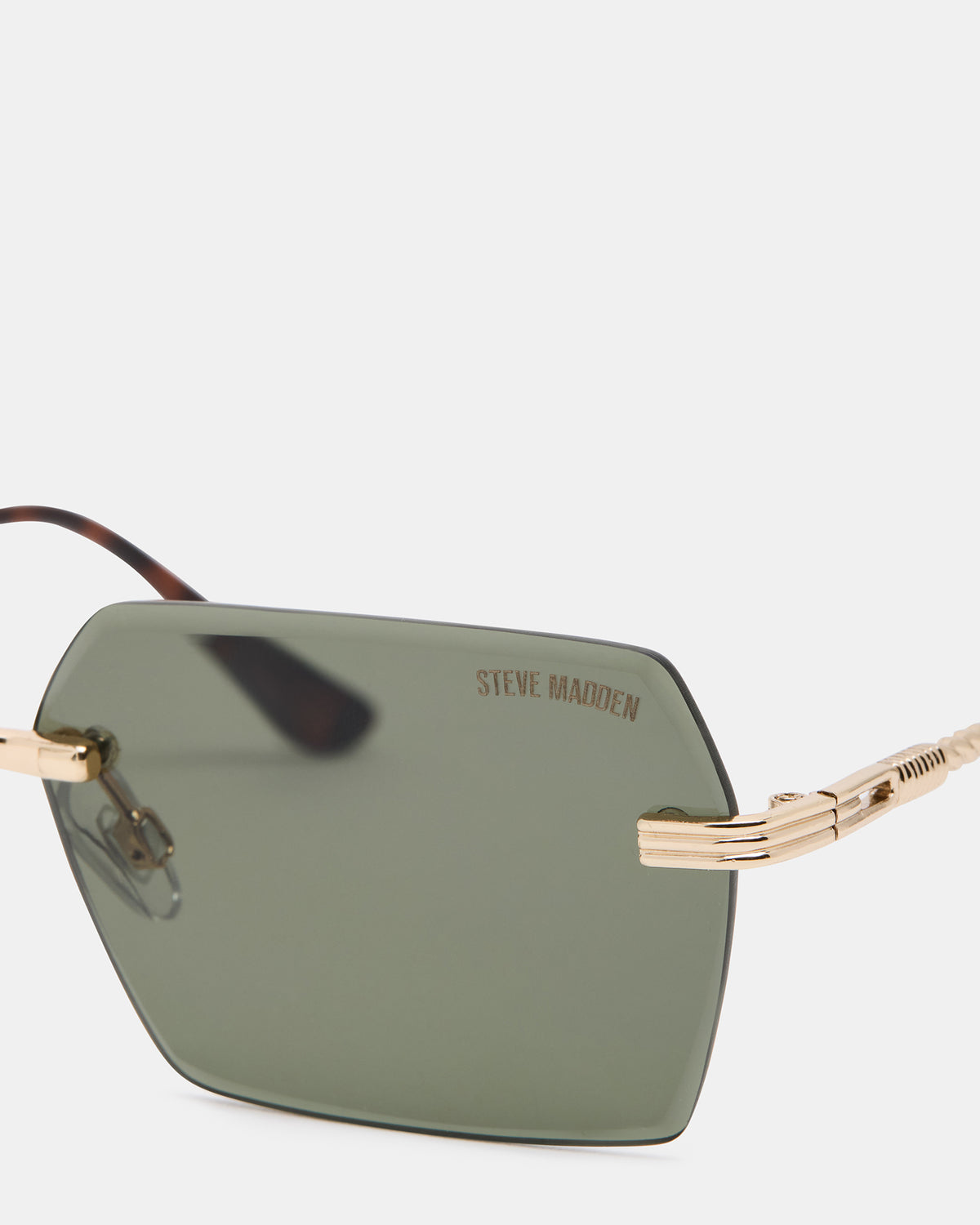 FINNIAN Gold Rectangle Green Solid Tortoise Sunglasses | Steve Madden Smart Buy
