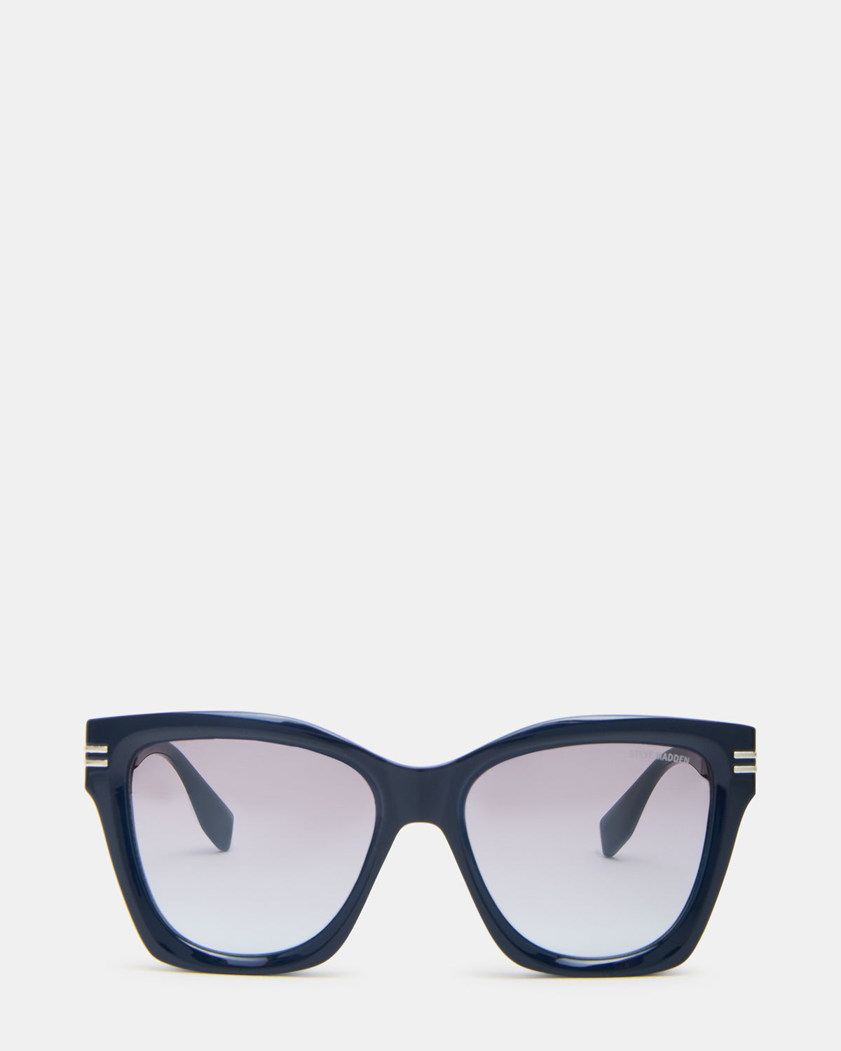 TAISIA Navy Milky Opaque Silver Flash Cat Eye Sunglasses | Steve Madden Best Price