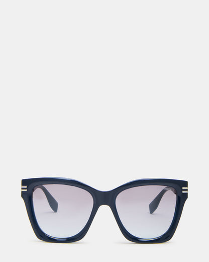TAISIA Navy Milky Opaque Silver Flash Cat Eye Sunglasses | Steve Madden Best Price
