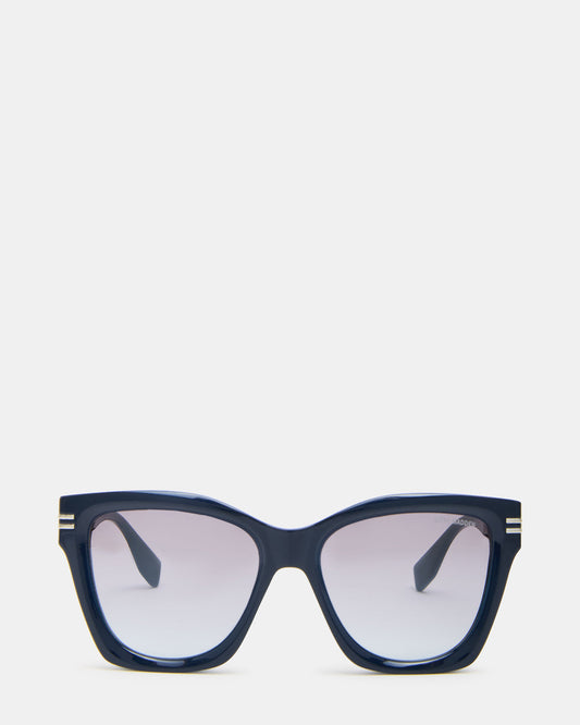 TAISIA Navy Milky Opaque Silver Flash Cat Eye Sunglasses | Steve Madden Best Price