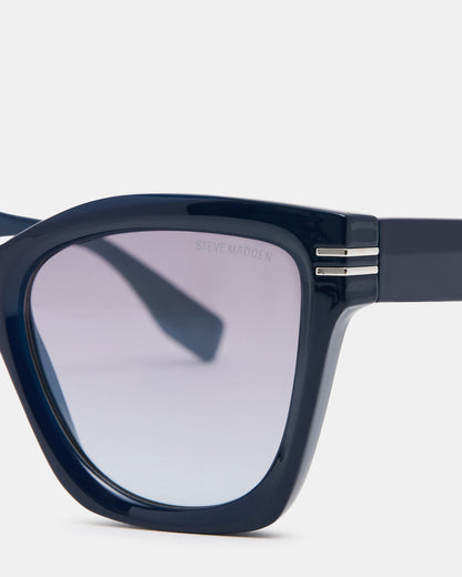 TAISIA Navy Milky Opaque Silver Flash Cat Eye Sunglasses | Steve Madden Best Price