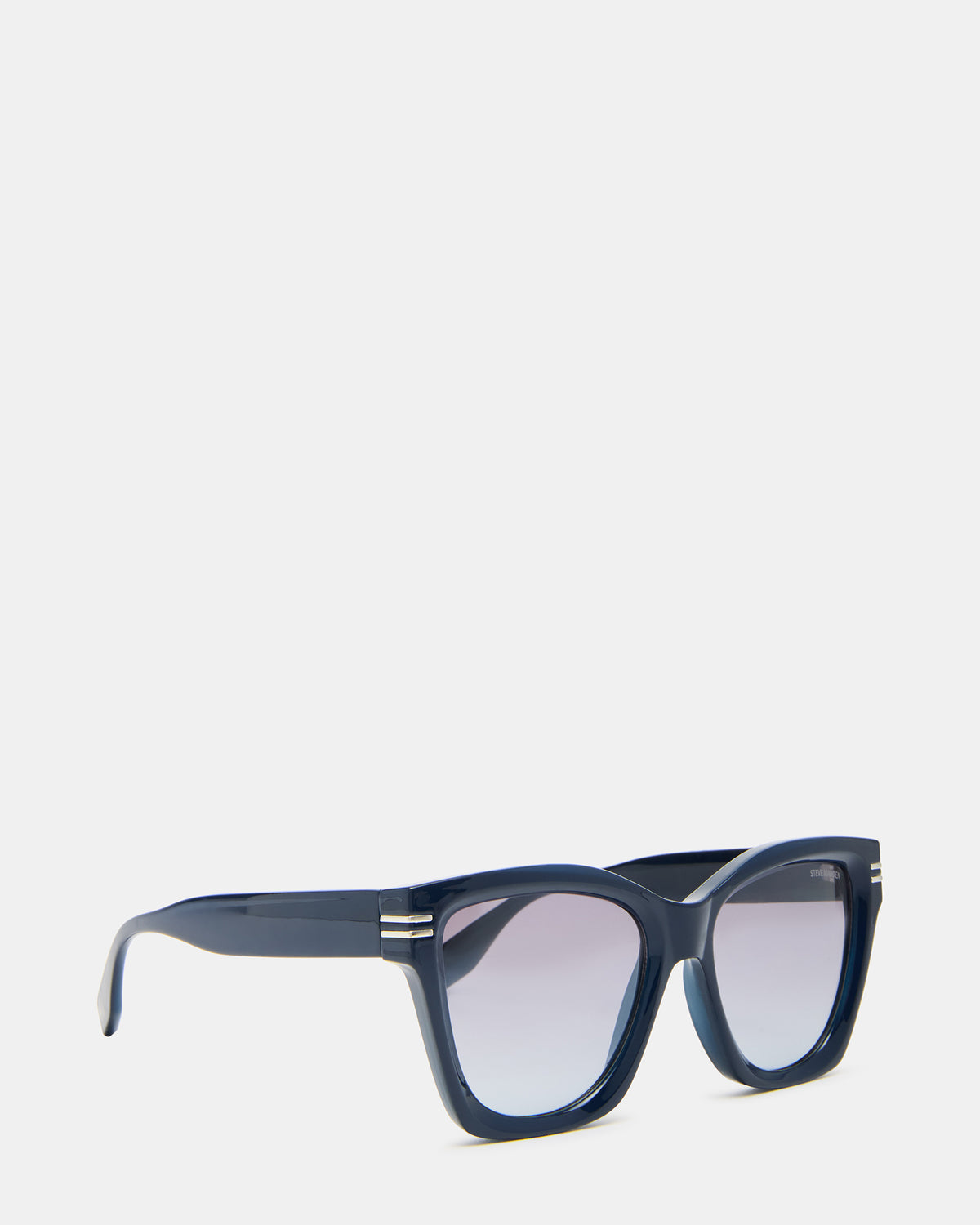 TAISIA Navy Milky Opaque Silver Flash Cat Eye Sunglasses | Steve Madden Best Price