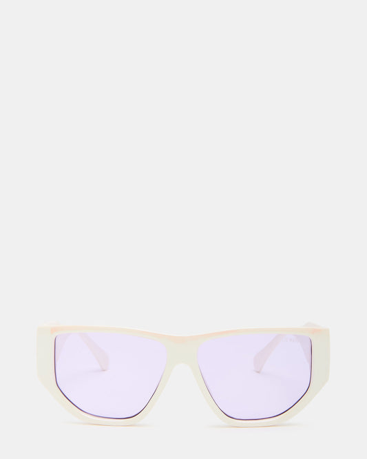 NICKO Off-White Iridescent Opaque Sunglasses | Steve Madden Sale