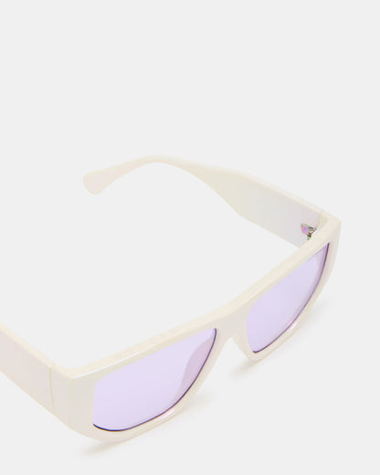 NICKO Off-White Iridescent Opaque Sunglasses | Steve Madden Sale