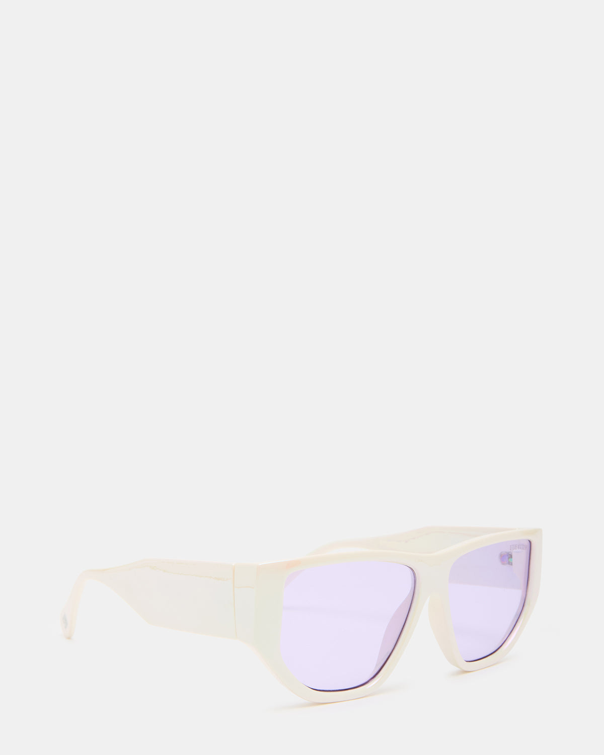 NICKO Off-White Iridescent Opaque Sunglasses | Steve Madden Sale