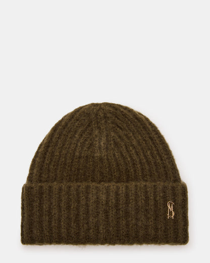 LOGO BEANIE Grape Leaf Fuzzy RIbbed Knit Women's Beanie | Steve Madden Discount