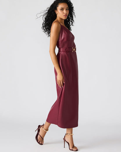 KAILEY Cordovan Faux Leather Sleeveless Midi Women's Dress | Steve Madden Discount