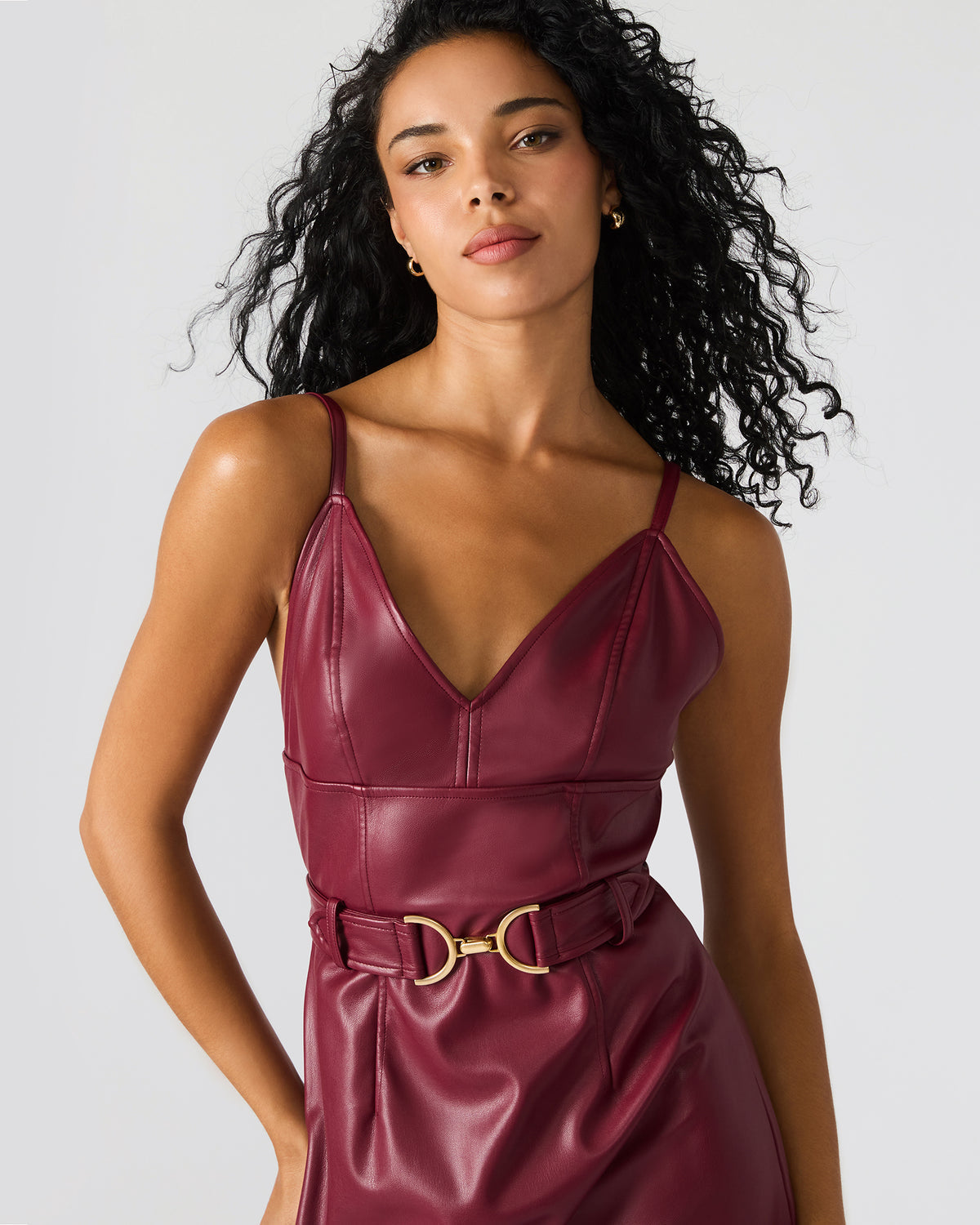 KAILEY Cordovan Faux Leather Sleeveless Midi Women's Dress | Steve Madden Discount