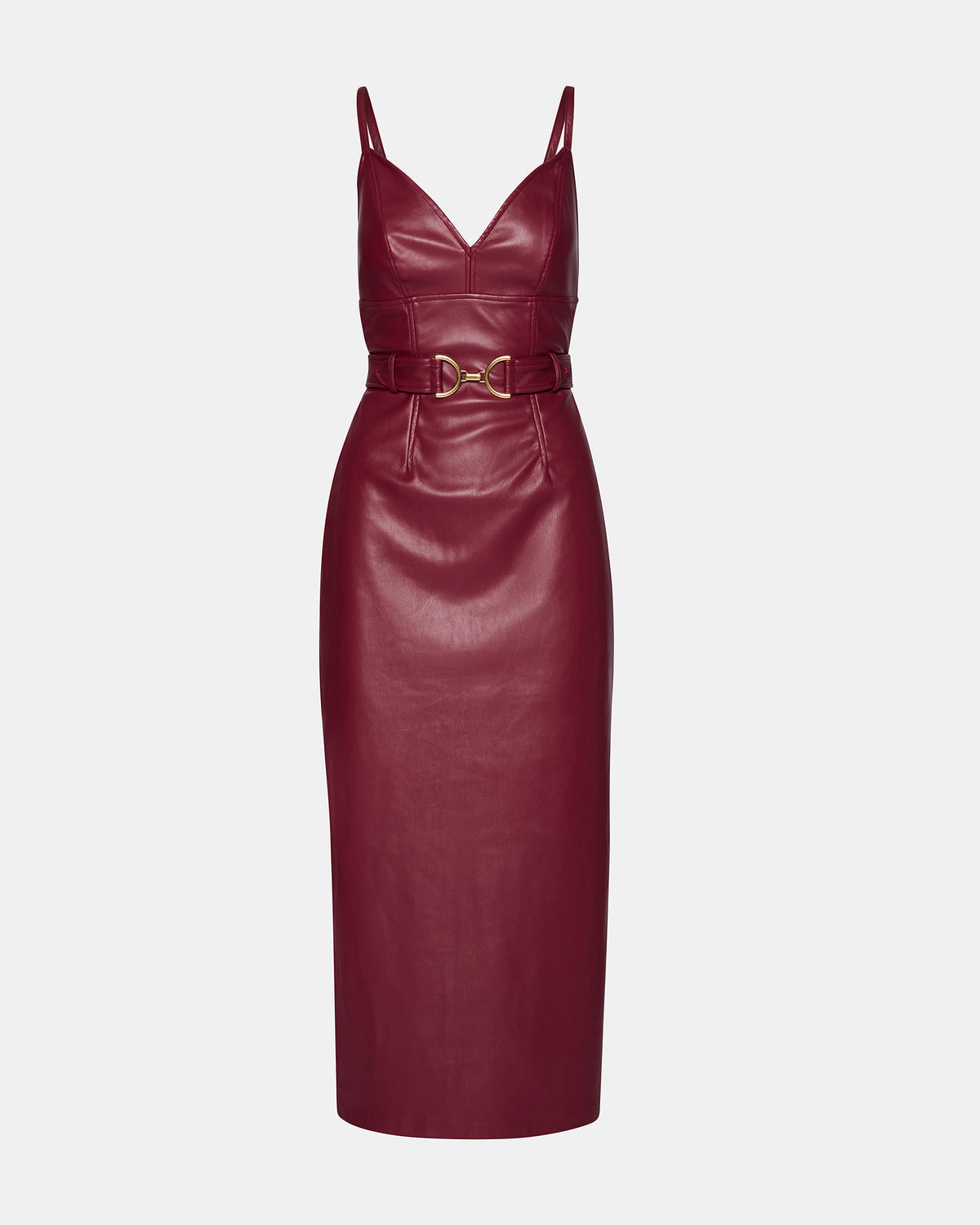 KAILEY Cordovan Faux Leather Sleeveless Midi Women's Dress | Steve Madden Discount