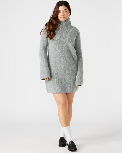 ABBIE Sweater Dress Grey | Mini Turtleneck Flared Sleeve Dress | Steve Madden Deals