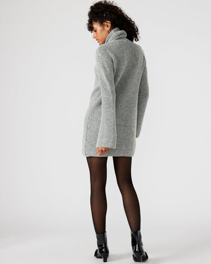 ABBIE Sweater Dress Grey | Mini Turtleneck Flared Sleeve Dress | Steve Madden Deals