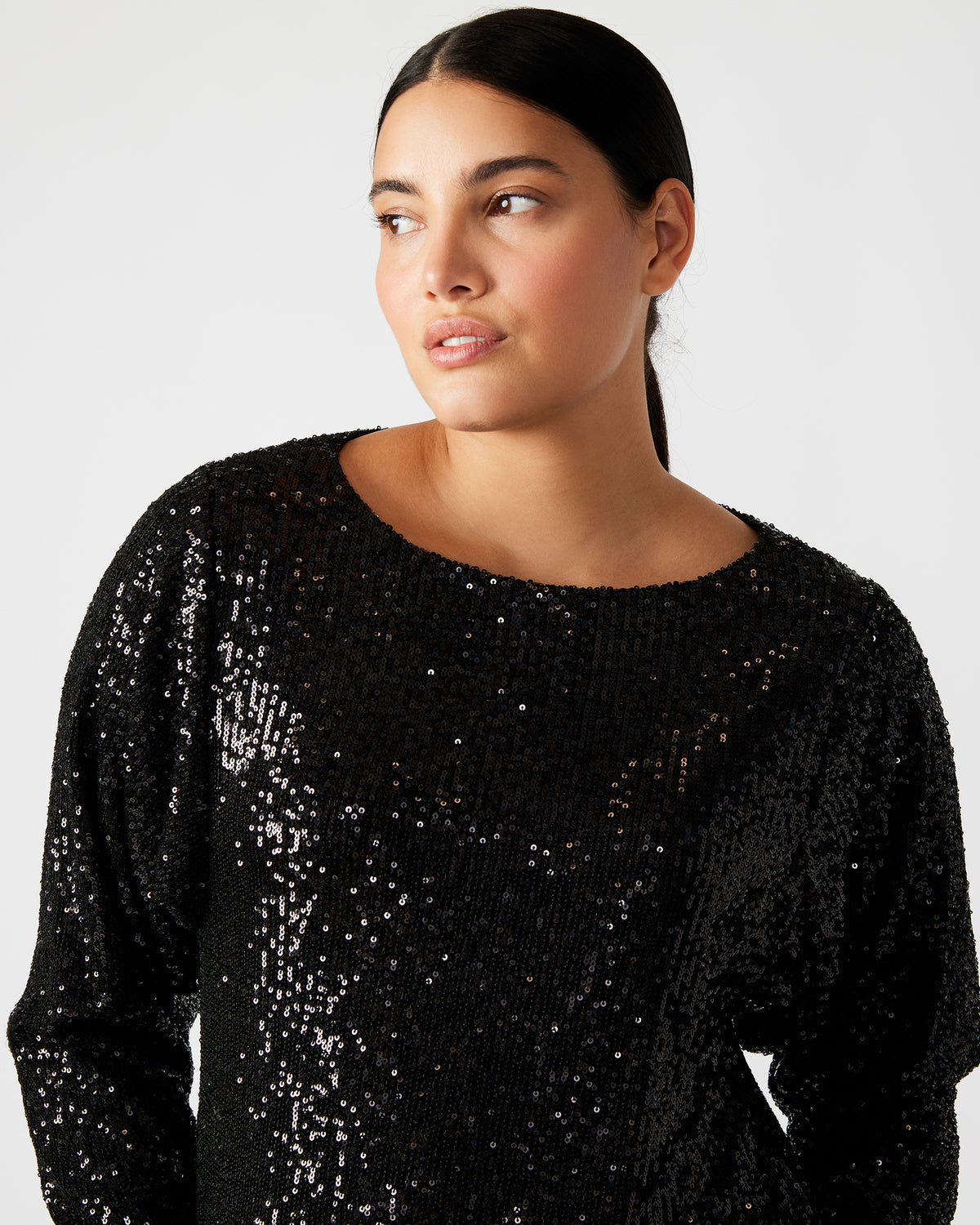 GINGER Dress Black | Women's Long-Sleeved Sequin Mini Dress | Steve Madden Sale