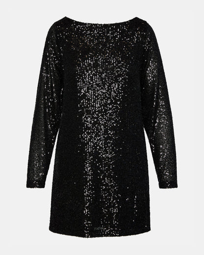 GINGER Dress Black | Women's Long-Sleeved Sequin Mini Dress | Steve Madden Sale