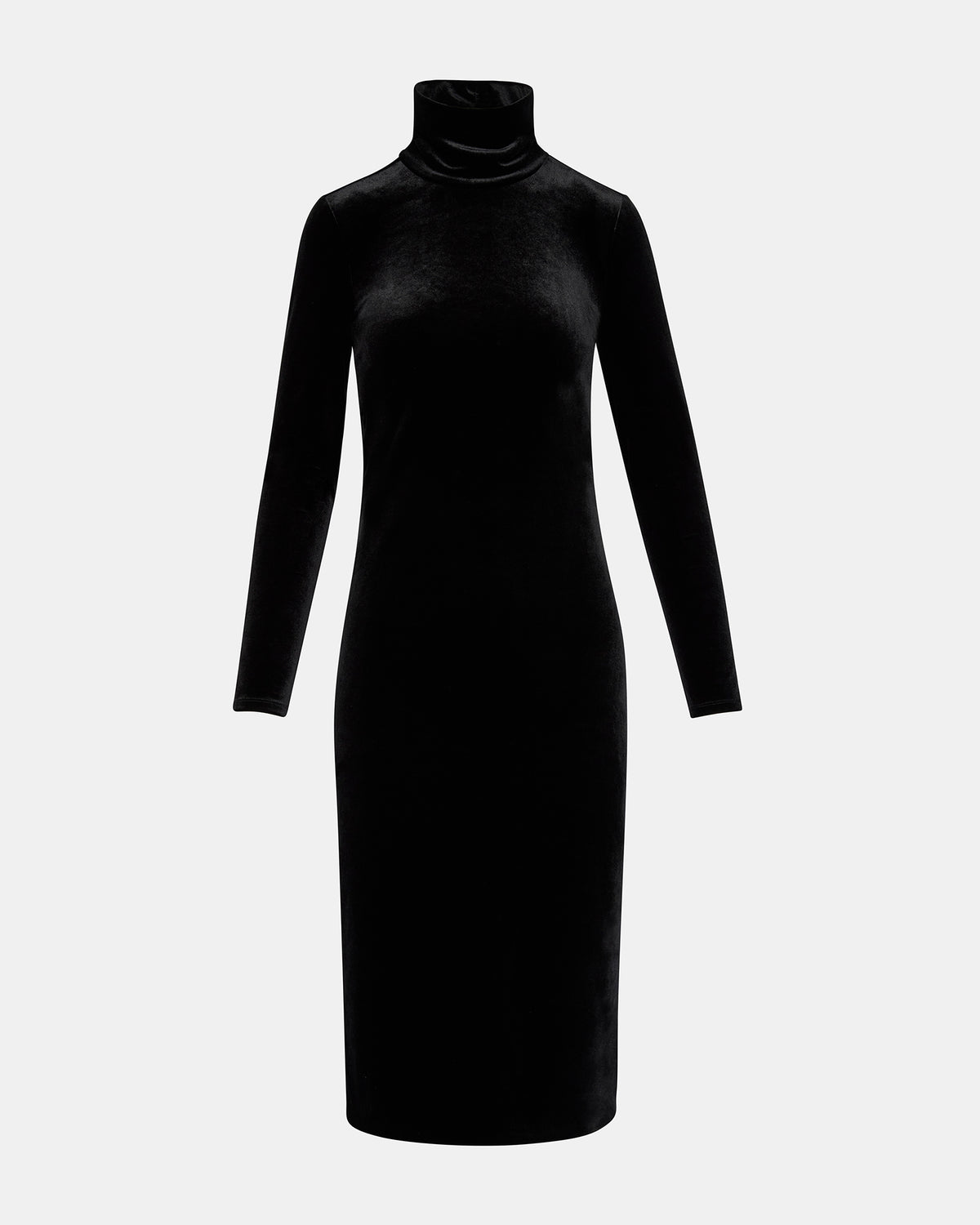 SKYLER Dress Black | Women's Long-Sleeved Turtleneck Velvet Dress | Steve Madden Trending