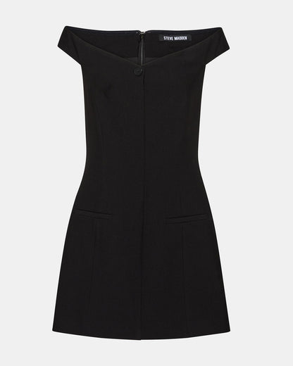 YANA Black Off-The-Shoulder Pleated Women's Dress | Steve Madden Recommended