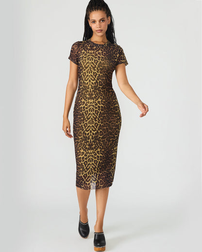 HAILEE Hot Sports Print Mesh Short-Sleeved Bodycon Women's Dress | Steve Madden Discount