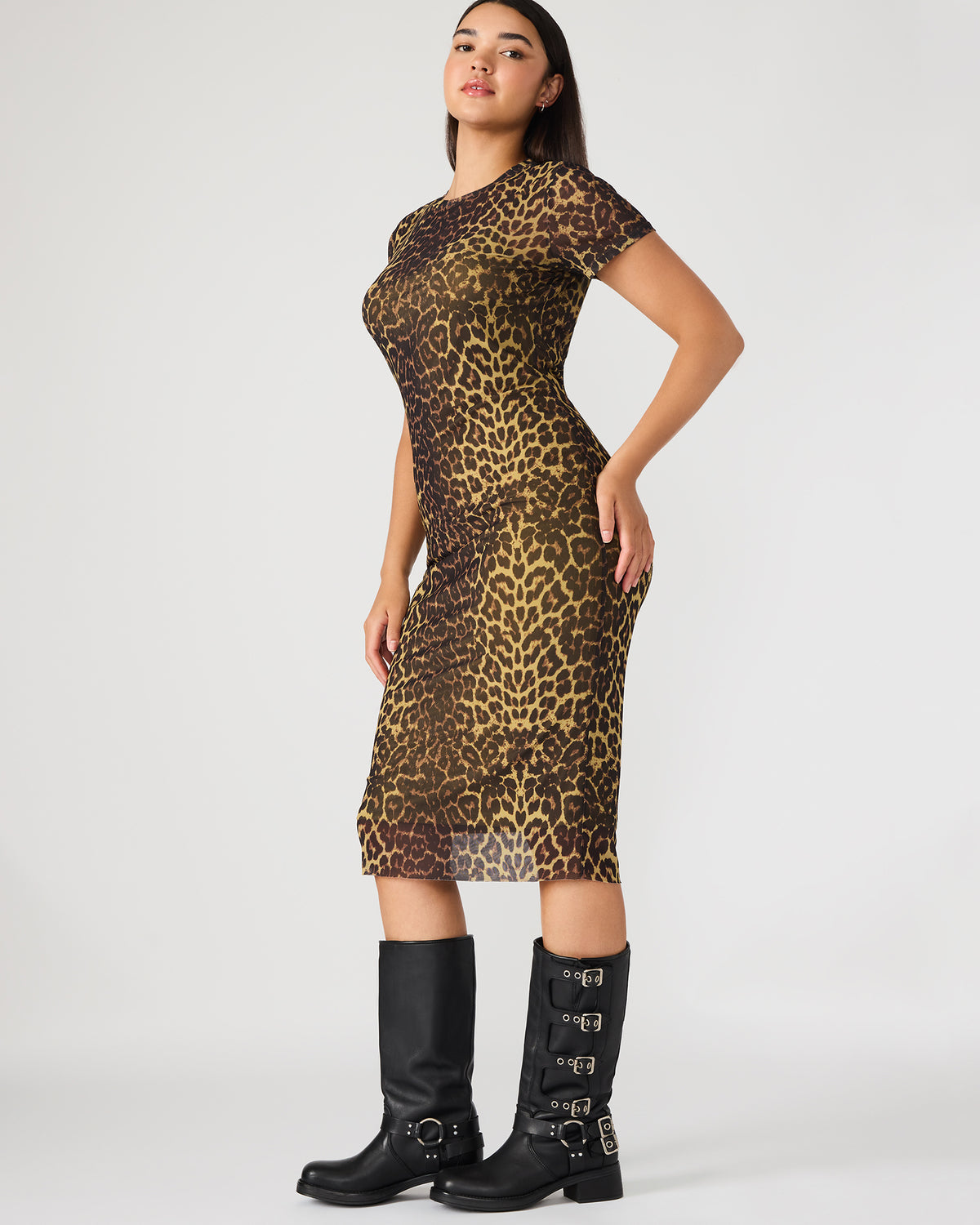 HAILEE Hot Sports Print Mesh Short-Sleeved Bodycon Women's Dress | Steve Madden Discount