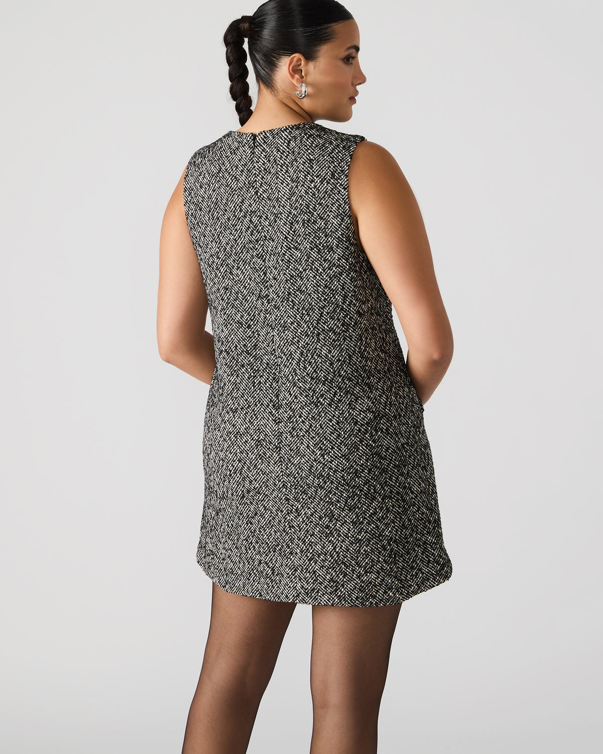 LOUIE Black/White Sleeveless Tweed Mini Women's Dress | Steve Madden Best Price