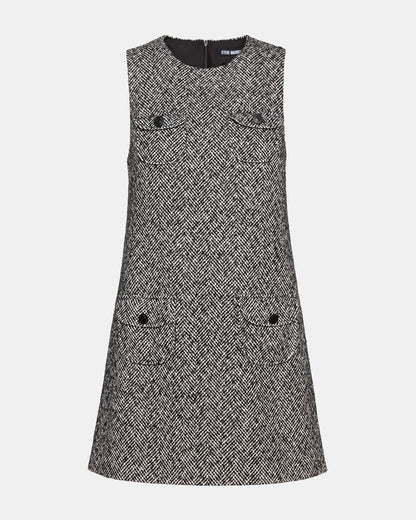 LOUIE Black/White Sleeveless Tweed Mini Women's Dress | Steve Madden Best Price