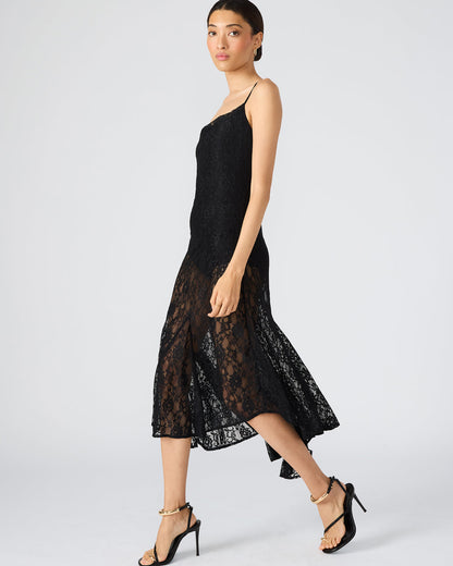 LOUISA Black Flowy Sleeveless Mesh Lace Womens Dress | Steve Madden Trending
