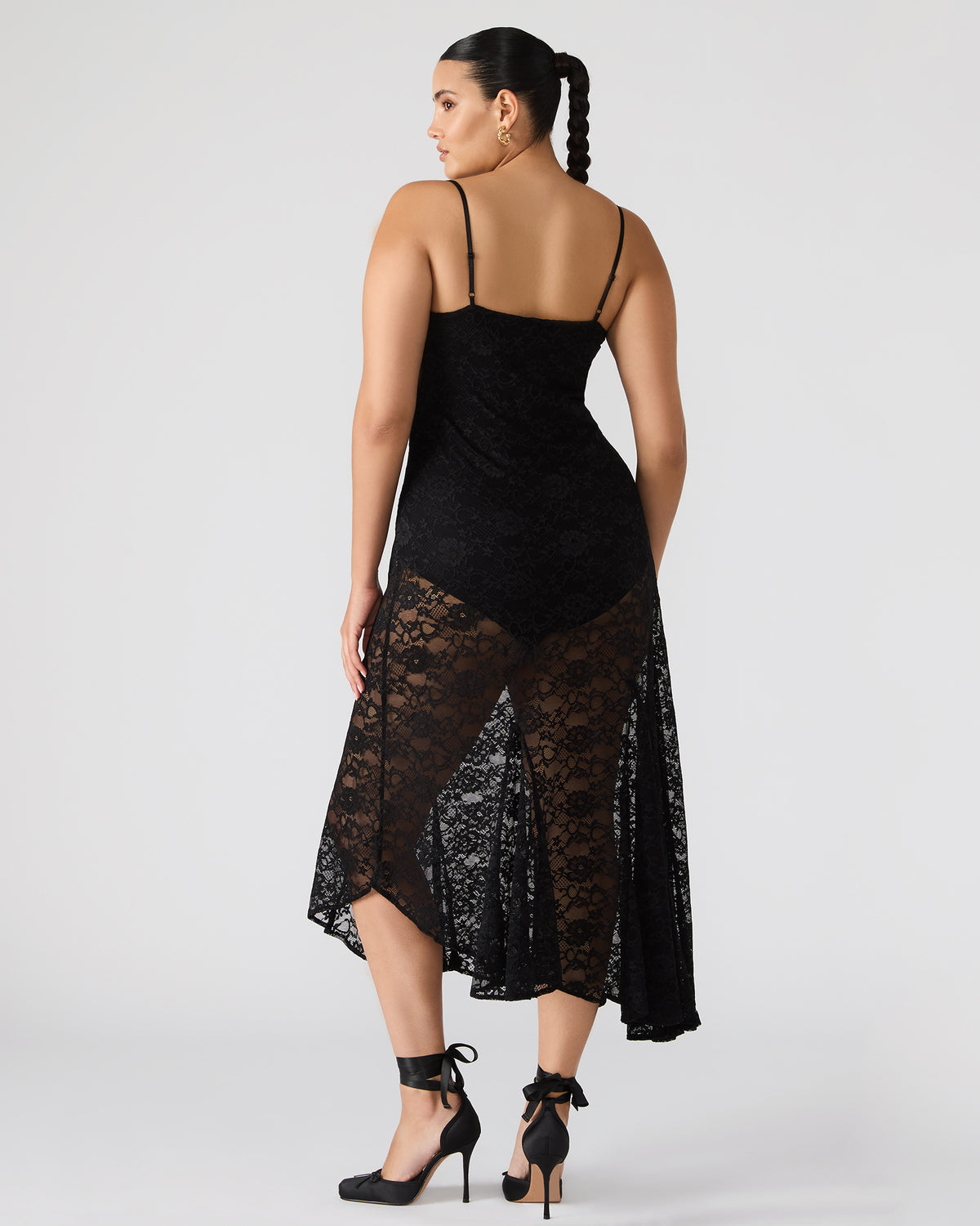LOUISA Black Flowy Sleeveless Mesh Lace Womens Dress | Steve Madden Trending