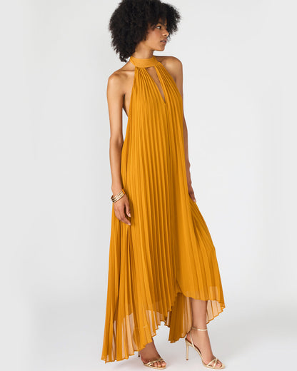 MARAYA Tuscan Gold Flowy Halter Women's Maxi Dress | Steve Madden Best Price