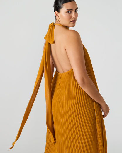 MARAYA Tuscan Gold Flowy Halter Women's Maxi Dress | Steve Madden Best Price