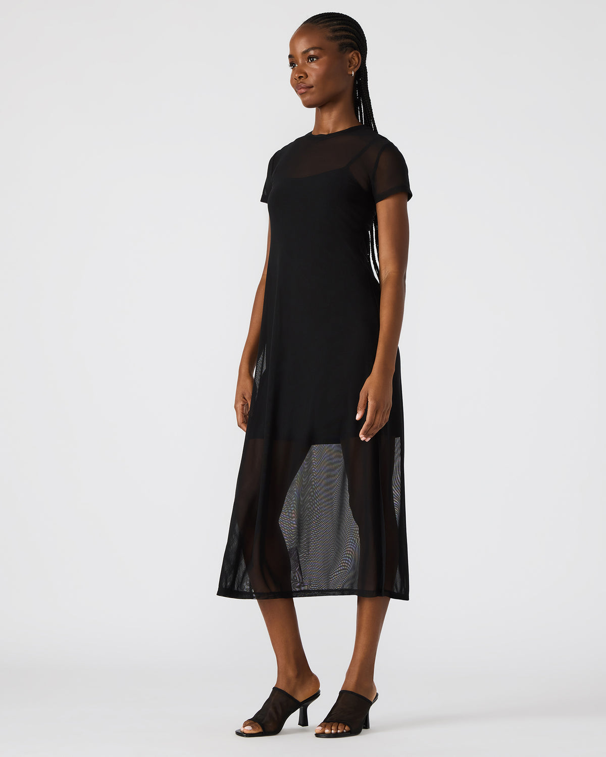 NOLA Black Short-Sleeved Mesh Sheer Women's Dress | Steve Madden Popular