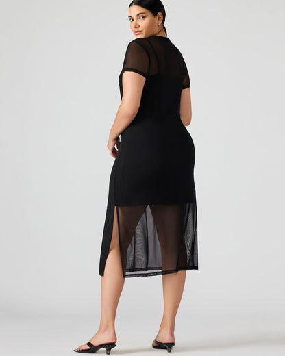 NOLA Black Short-Sleeved Mesh Sheer Women's Dress | Steve Madden Popular