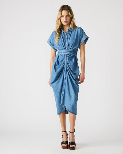 TORI Denim Button Up Collared Midi Dress | Steve Madden Everyday