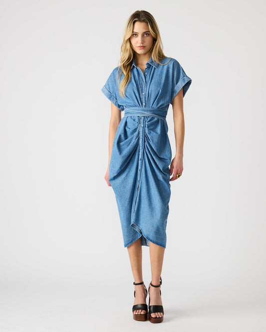 TORI Denim Button Up Collared Midi Dress | Steve Madden Everyday
