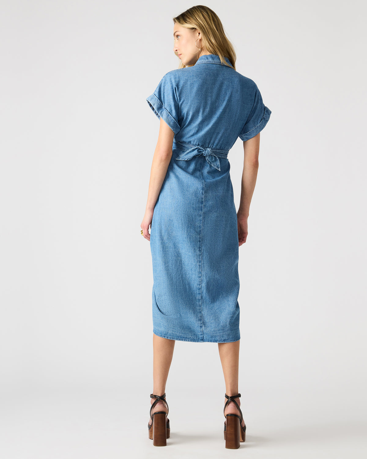 TORI Denim Button Up Collared Midi Dress | Steve Madden Everyday
