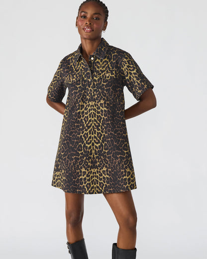 FREDDY Hot Spots Print Short-Sleeved Denim Button-Up Mini Women's Dress | Steve Madden Hot Sale