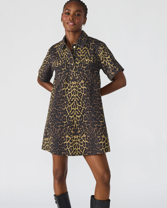FREDDY Hot Spots Print Short-Sleeved Denim Button-Up Mini Women's Dress | Steve Madden Hot Sale