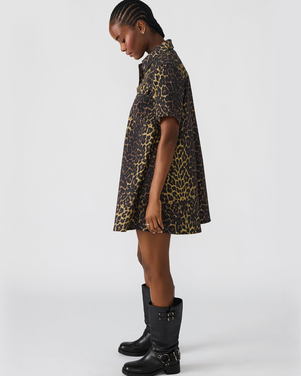 FREDDY Hot Spots Print Short-Sleeved Denim Button-Up Mini Women's Dress | Steve Madden Hot Sale