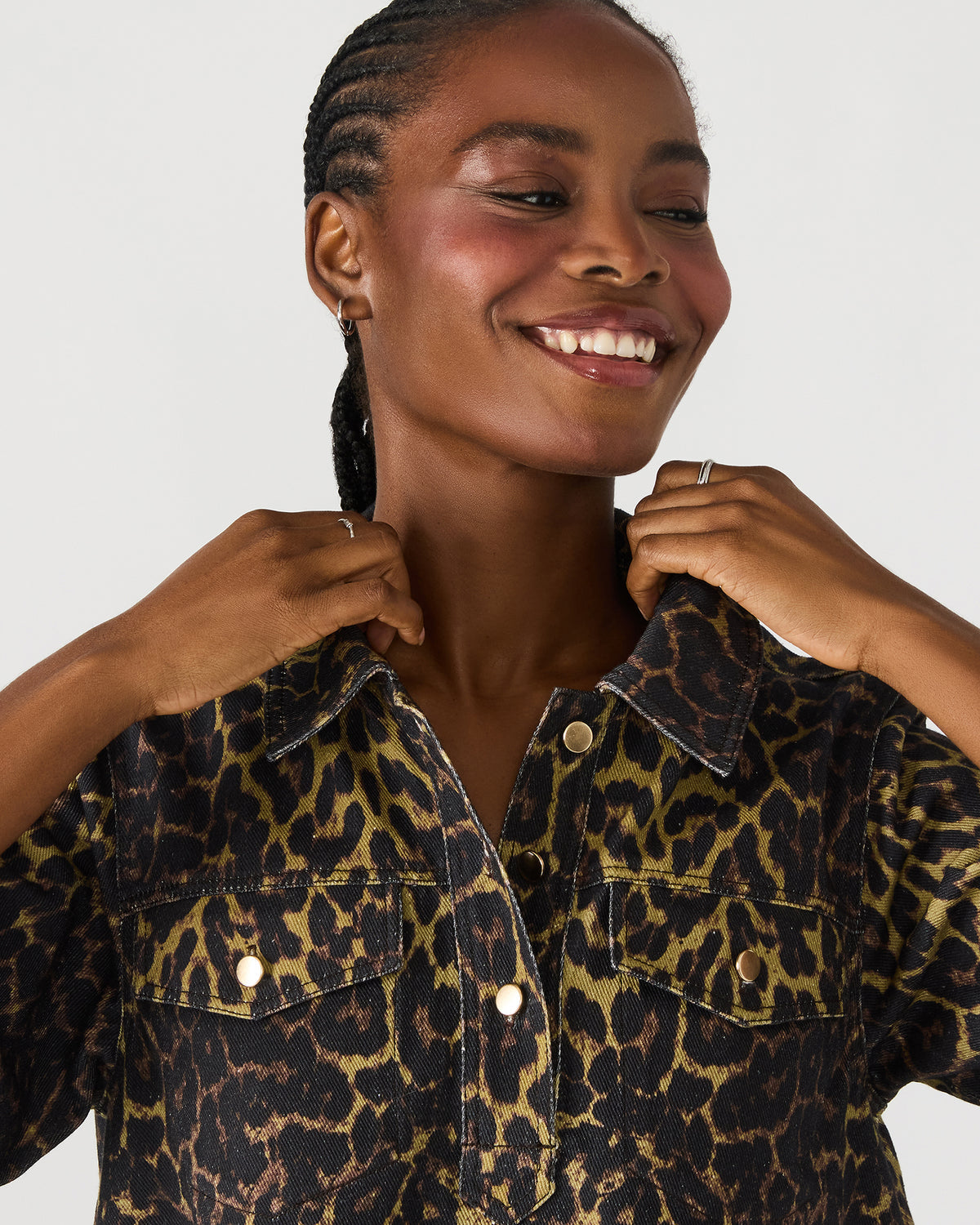 FREDDY Hot Spots Print Short-Sleeved Denim Button-Up Mini Women's Dress | Steve Madden Hot Sale