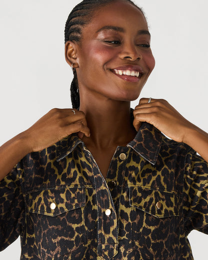 FREDDY Hot Spots Print Short-Sleeved Denim Button-Up Mini Women's Dress | Steve Madden Hot Sale