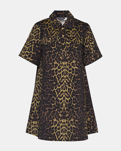 FREDDY Hot Spots Print Short-Sleeved Denim Button-Up Mini Women's Dress | Steve Madden Hot Sale